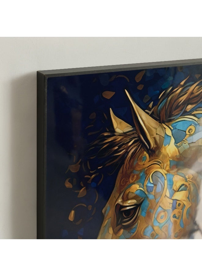 Home Box صورة فنية مؤطرة لخيول - ذهبية وزرقاء - 50x70 سم - Image 4