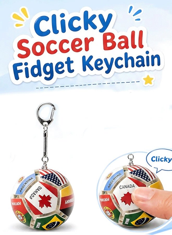 DAEVO 2026 World Cup Football Fidget Ball Keychain, 12-Sided Mechanical Clicking Sensory Stress Ball for Adults, Squeeze Stress Relief Balls, Football Key Chain for Keys & Backpack(12 Nation) - Image 1