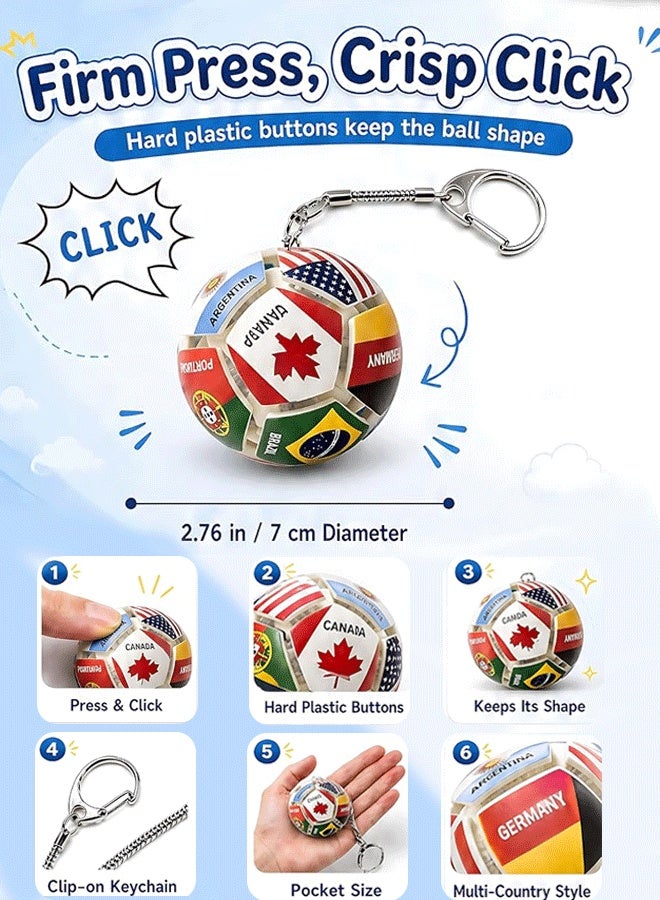 DAEVO 2026 World Cup Football Fidget Ball Keychain, 12-Sided Mechanical Clicking Sensory Stress Ball for Adults, Squeeze Stress Relief Balls, Football Key Chain for Keys & Backpack(12 Nation) - Image 2