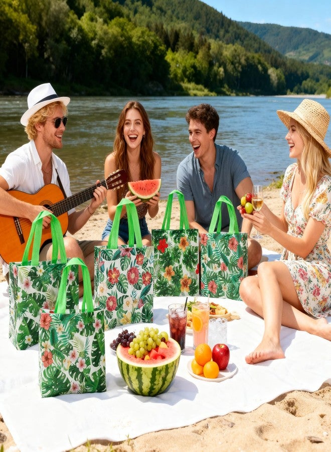 PHOGARY Reusable Gift Bag with Handle, 12PCS Hawaiian Aloha Bags, Non Woven Tropical Hawaii Luau Goodie Bag for Summer Beach Pool Birthday Party Favor Bags - Image 5