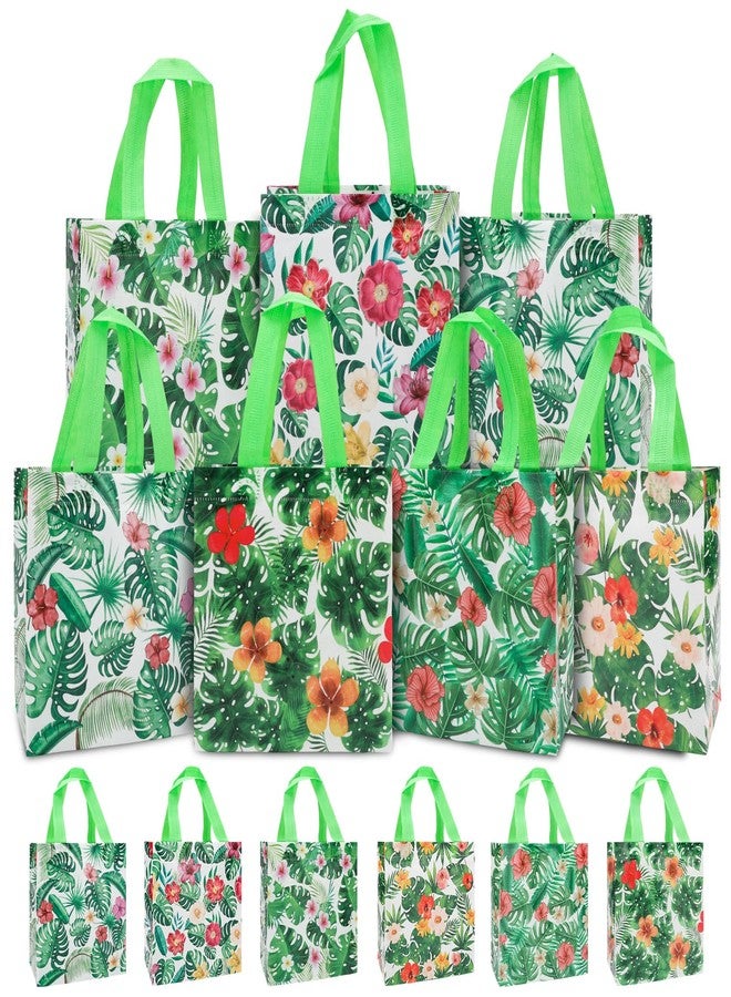 PHOGARY Reusable Gift Bag with Handle, 12PCS Hawaiian Aloha Bags, Non Woven Tropical Hawaii Luau Goodie Bag for Summer Beach Pool Birthday Party Favor Bags - Image 1