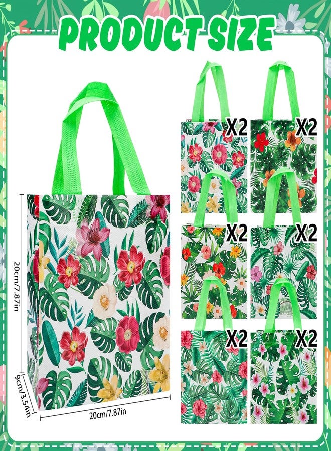 PHOGARY Reusable Gift Bag with Handle, 12PCS Hawaiian Aloha Bags, Non Woven Tropical Hawaii Luau Goodie Bag for Summer Beach Pool Birthday Party Favor Bags - Image 4