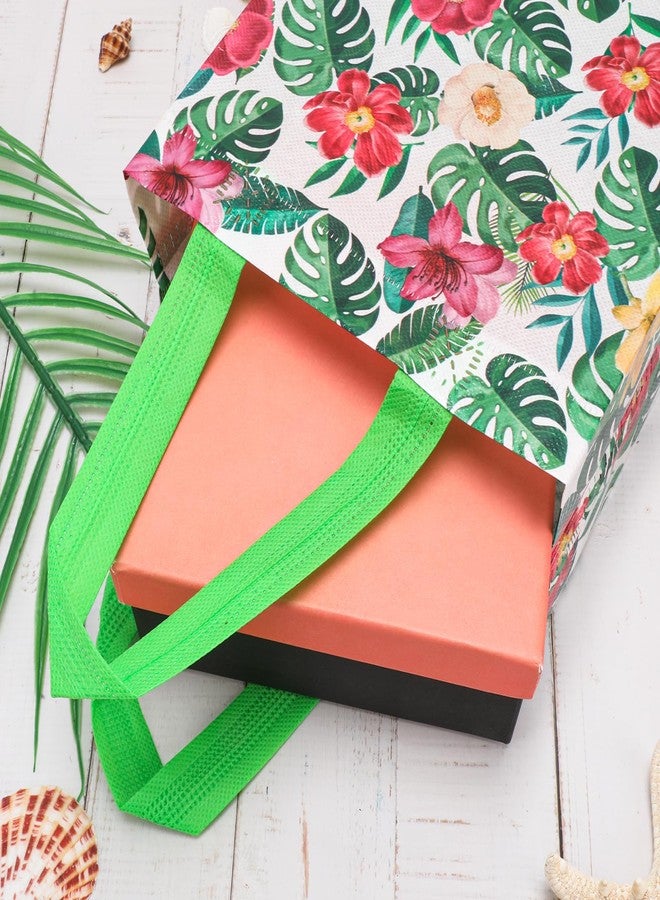 PHOGARY Reusable Gift Bag with Handle, 12PCS Hawaiian Aloha Bags, Non Woven Tropical Hawaii Luau Goodie Bag for Summer Beach Pool Birthday Party Favor Bags - Image 3