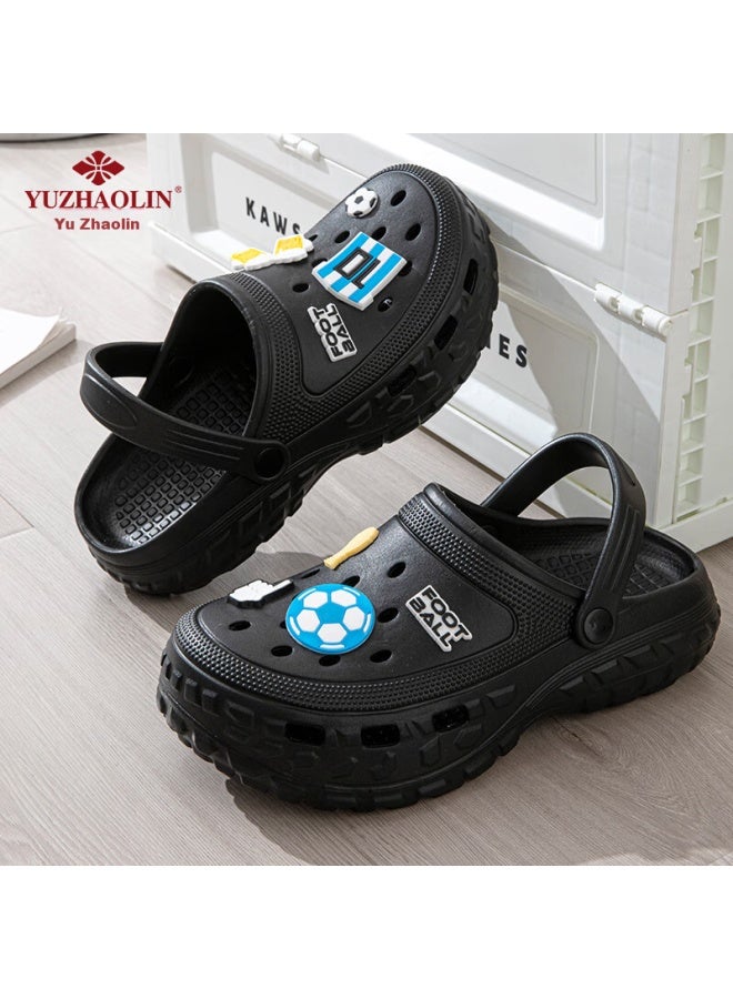 Yuzhaolin Men's Perforated Shoes, Outdoor Driving Sandals, Beach Shoes, Closed-toe Slippers, For Outdoor Wear, Yf093, Black - Image 2