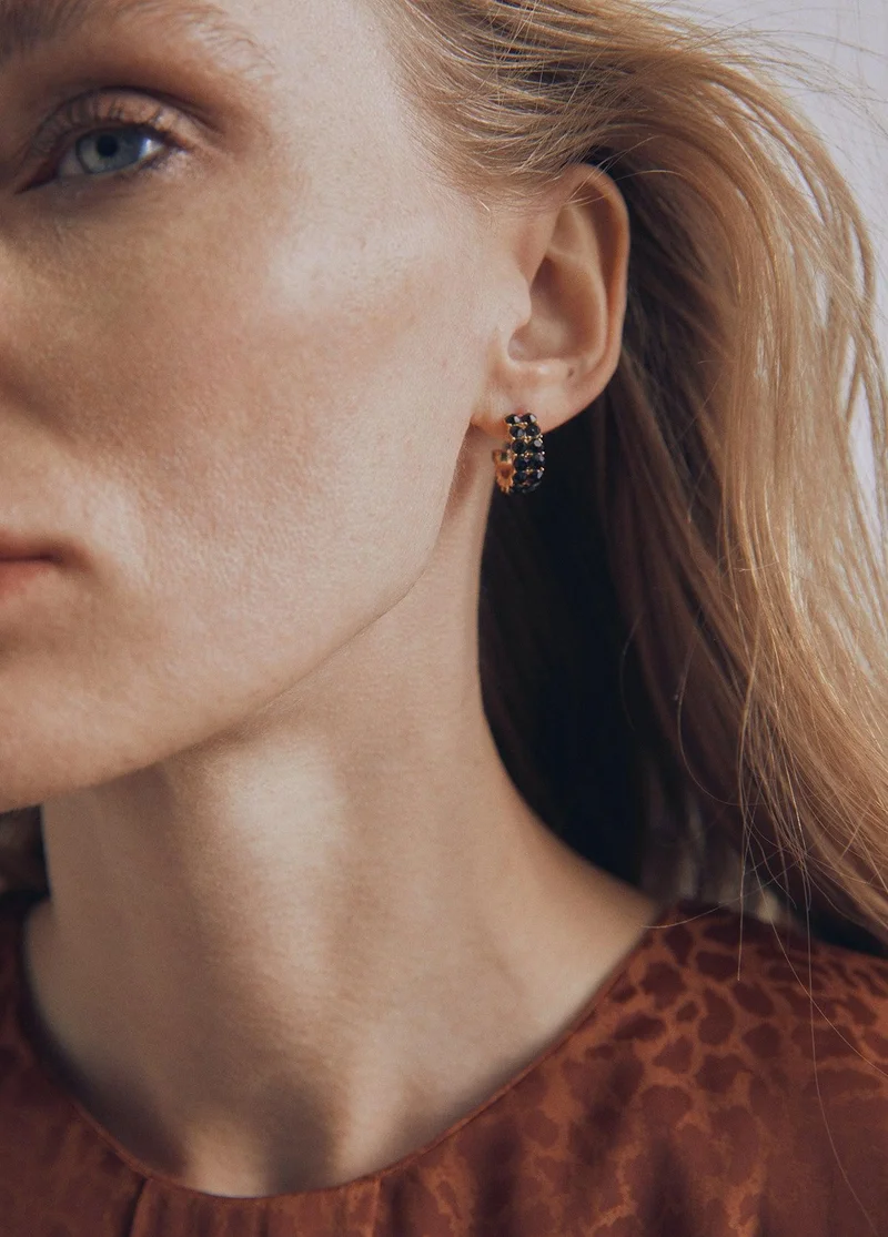 Lola Casademunt Hoop Earrings With Multicoloured Crystals