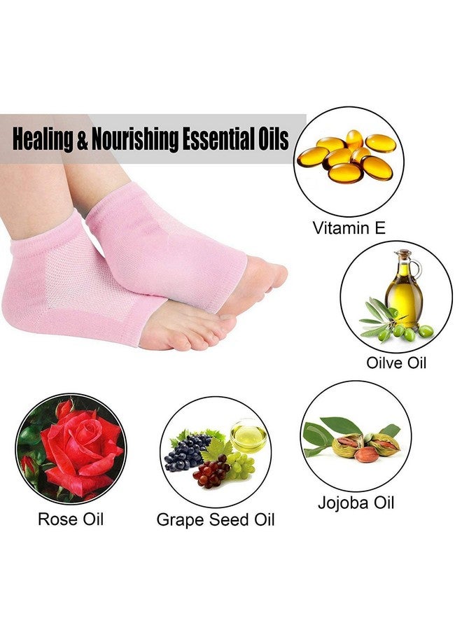 SWADEC SWADEC Silicone Gel Heel Socks For Dry Hard Cracked Heels Repair, Foot Care Support Cushion With Spa Botanical Gel Pad - For Men And Women - (Free Size) 1 Pair - Pink - Image 3