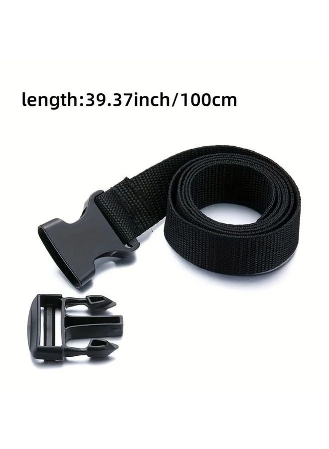 Heavy Duty Black Ratchet Strap 1pc Metal Buckle Adjustable Cargo Tie Down - Image 3