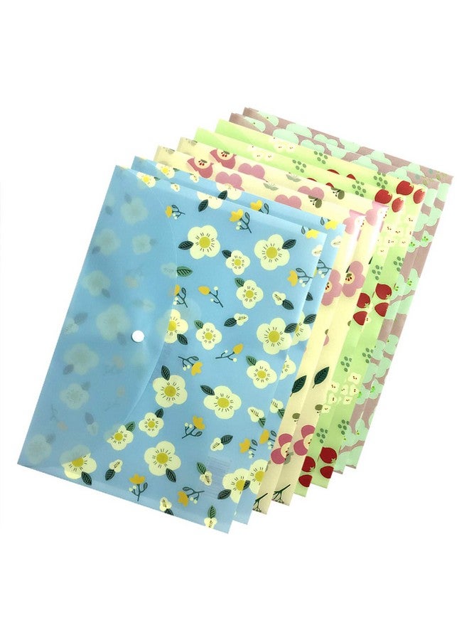 Yeebline Document Folder Yeebline 8 Pack Poly Envelopes Floral Printed Waterproof Letter Size Document Organizer Booklet File Paper Folders With Snap Button - Image 1