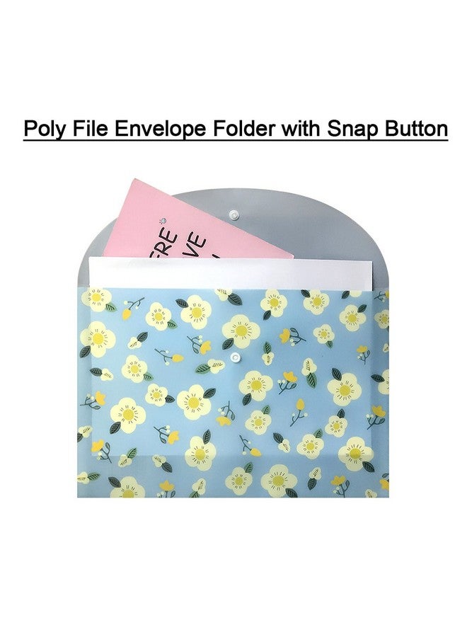 Yeebline Document Folder Yeebline 8 Pack Poly Envelopes Floral Printed Waterproof Letter Size Document Organizer Booklet File Paper Folders With Snap Button - Image 4