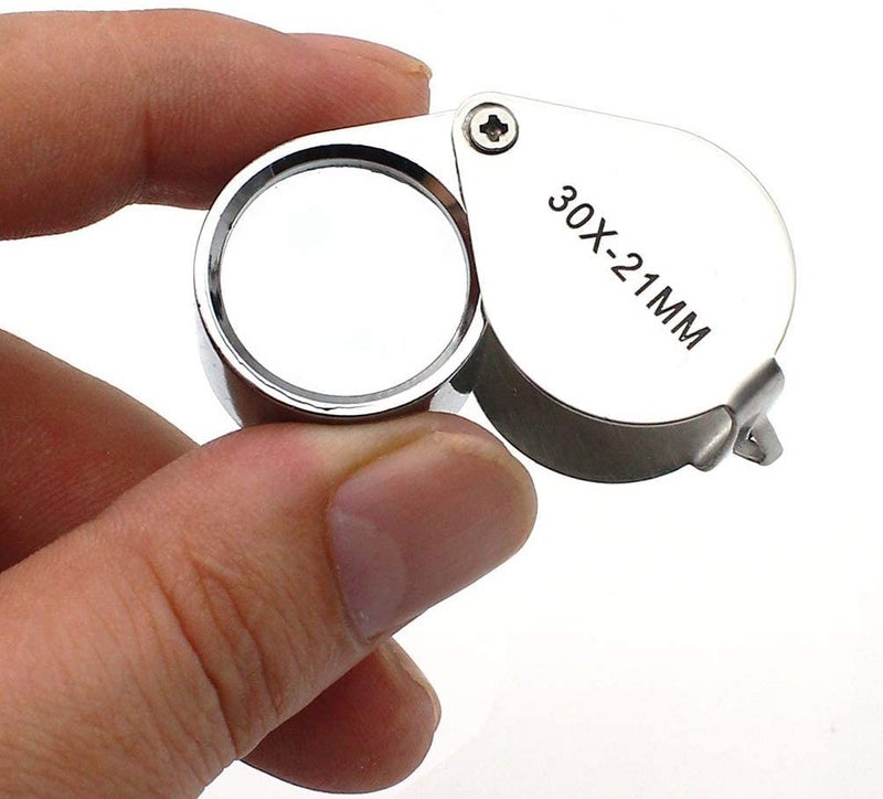 URBAN BOX Jewelers Loupe 30X 21mm Magnifying Portable Jewelry Magnifier Foldable Magnifying Glass, for Gems, Coins, Antiques, Stamps, Reading, Inspection, etc, Metal Body Silver - Image 4