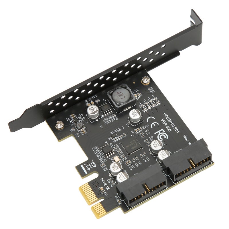 بطاقة توسيع PCIE إلى USB 3.2 بسرعة 5 جيجابت في الثانية، بطاقة توسيع USB3.2 أمامية من الجيل الأول، منفذان، موصل 19 سنًا، بطاقة رفع، لوحة سوداء بموصل 19 سنًا - Image 3