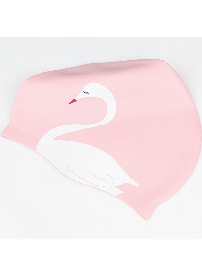 Yizi Swimming Cap, Comfortable Silicone Swim Cap For Long Hair, Women's High-elasticity Non-binding Waterproof Ear Protection Adult Swim Cap, Ezi21wg01002, Pink Swan, One Size Fits All - Image 4