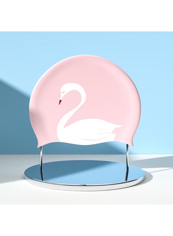 Yizi Swimming Cap, Comfortable Silicone Swim Cap For Long Hair, Women's High-elasticity Non-binding Waterproof Ear Protection Adult Swim Cap, Ezi21wg01002, Pink Swan, One Size Fits All - Image 2