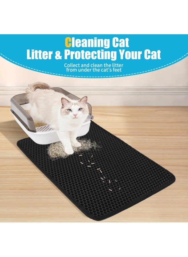 سجادة فضلات القطط الرملية المقاومة للماء بتصميم قرص العسل مزدوج الطبقات، مضادة للبول، مضادة للانزلاق، سهلة التنظيف - Image 2