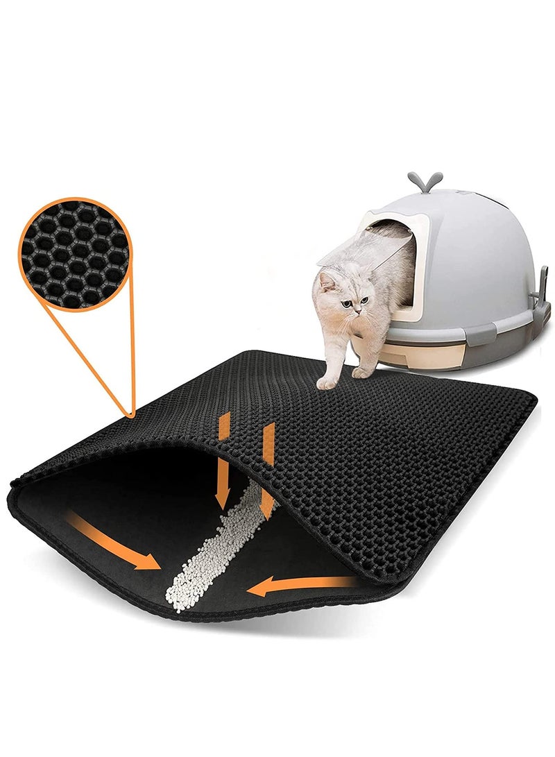 سجادة فضلات القطط الرملية المقاومة للماء بتصميم قرص العسل مزدوج الطبقات، مضادة للبول، مضادة للانزلاق، سهلة التنظيف - Image 1
