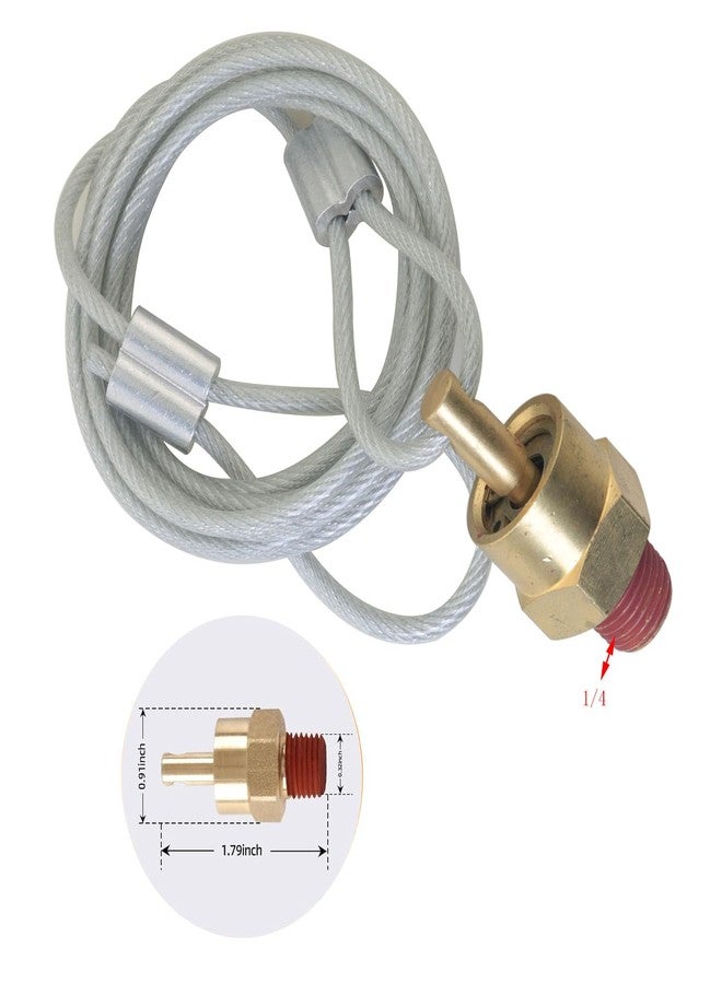 DGBRSM Semi Trailer Air Tank Drain Valve 1/4 Inch NPT Plug Adjustment with 60 Inch Cable Solid Brass Material - Image 2