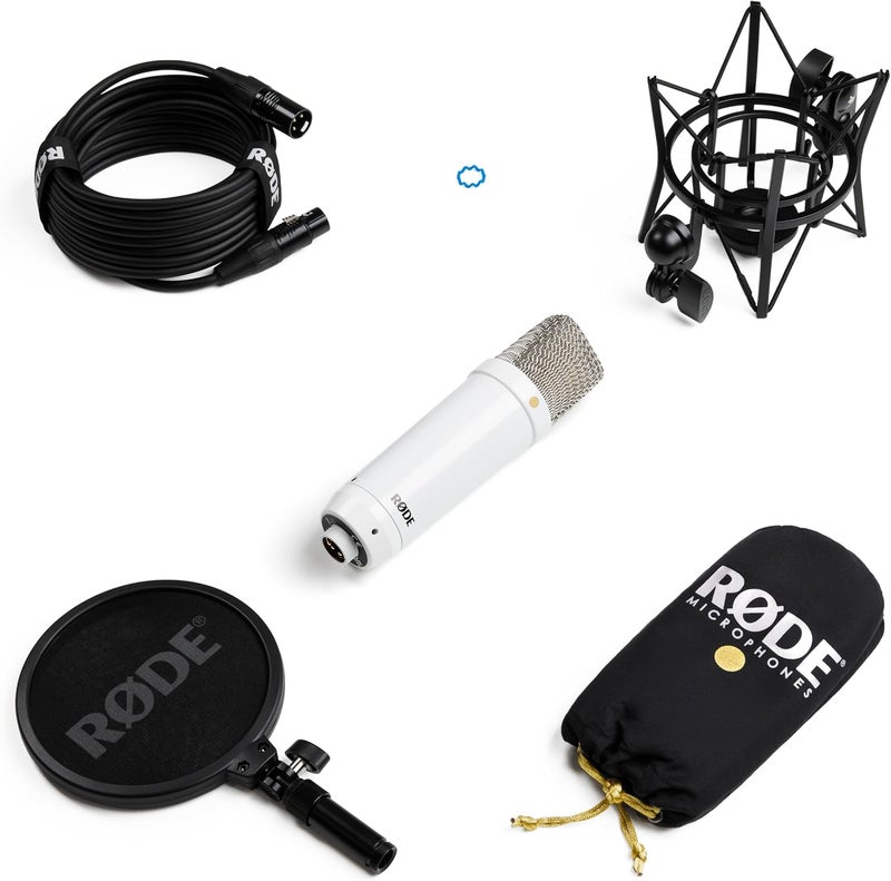 RØDE NT1 Signature Series Large-diaphragm Condenser Microphone with Shock Mount, Pop Filter and XLR Cable for Music Production, Vocal Recording, Streaming and Podcasting (White) - Image 5