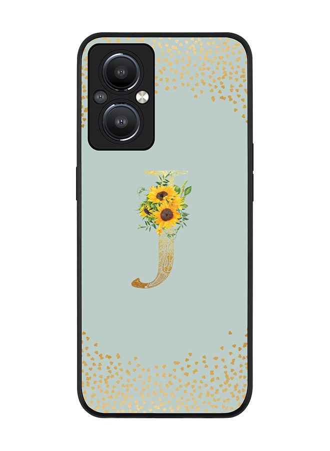 Stylizedd Rugged Black edge case for OnePlus Nord N20 5G Slim fit Soft Case Flexible Rubber Edges Anti Drop TPU Gel Thin Cover - Custom Monogram Initial Letter Floral Pattern Alphabet - J (Light Grey ) - Image 1