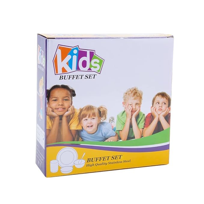 Next One Step Forward Lasered Stainless Steel Dinner Set for Boys and Girls - Set Includes 1 Plate, 1 Curry Bowl, 1 Dessert Plate, 1 Tumbler & 1 Spoon | Set of 5 Piece - Image 5