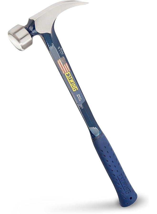 Estwing Big Blue Framing Hammer 25 Oz Straight Rip Claw With Forged Steel Construction And Shock Reduction Grip E3 25S  - Image 1