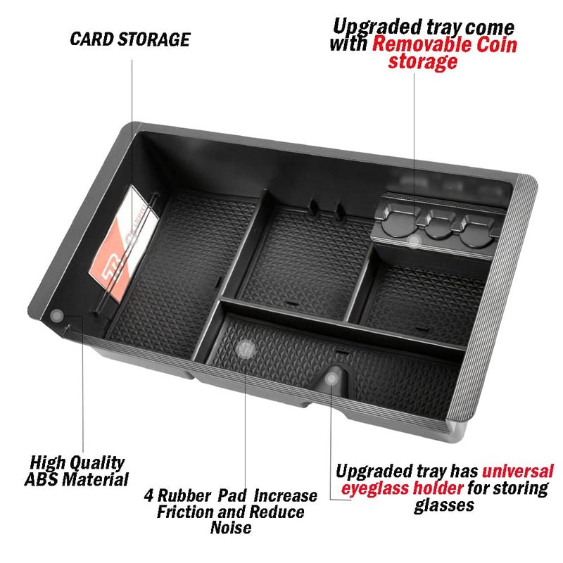 TACOBRO Center Console Organizer for 2014-2018 Chevy Silverado 1500 / GMC Sierra 1500 Accessories and 2015-2019 Sierra/Silverado 2500/3500HD and 15-2020 Yukon/Yukon XL/Tahoe/Suburban Armrest Storage Box black - Image 2