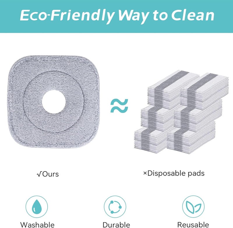 أغطية مكنسة مربعة قابلة للتغيير، متوافقة مع مكنسات True & Tidy SPIN-800 TrueClean و M16 Spin Mop، وأغطية المكنسة المصنوعة من الألياف الدقيقة مناسبة لجميع أنواع المكنسات المربعة بقطر 9 بوصات والحوض المرافق لها (��بوة تحتوي على 8 قطع). - Image 4