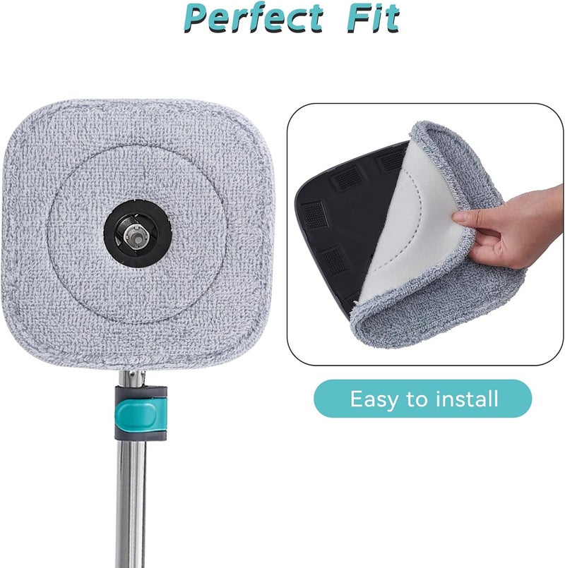 أغطية مكنسة مربعة قابلة للتغيير، متوافقة مع مكنسات True & Tidy SPIN-800 TrueClean و M16 Spin Mop، وأغطية المكنسة المصنوعة من الألياف الدقيقة مناسبة لجميع أنواع المكنسات المربعة بقطر 9 بوصات والحوض المرافق لها (��بوة تحتوي على 8 قطع). - Image 3
