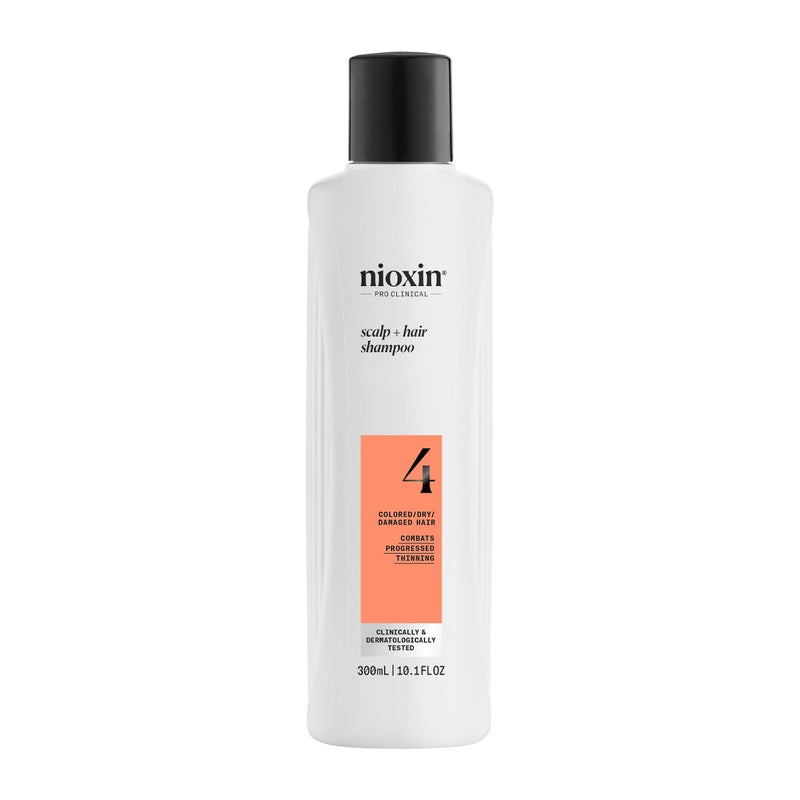 Nioxin System 4 Scalp  Hair Shampoo  For Colored or Damaged Hair with Progressed Thinning  With Niacinamide and Biotin  10 Fl oz