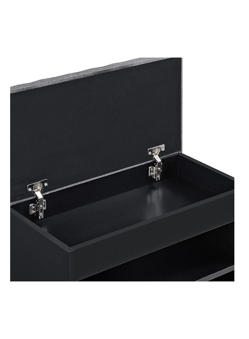 MODERN HOME Entryway Shoe Storage Bench with Cushion | Hallway Organizer & Hidden Lift-Top Storage Black - Image 5