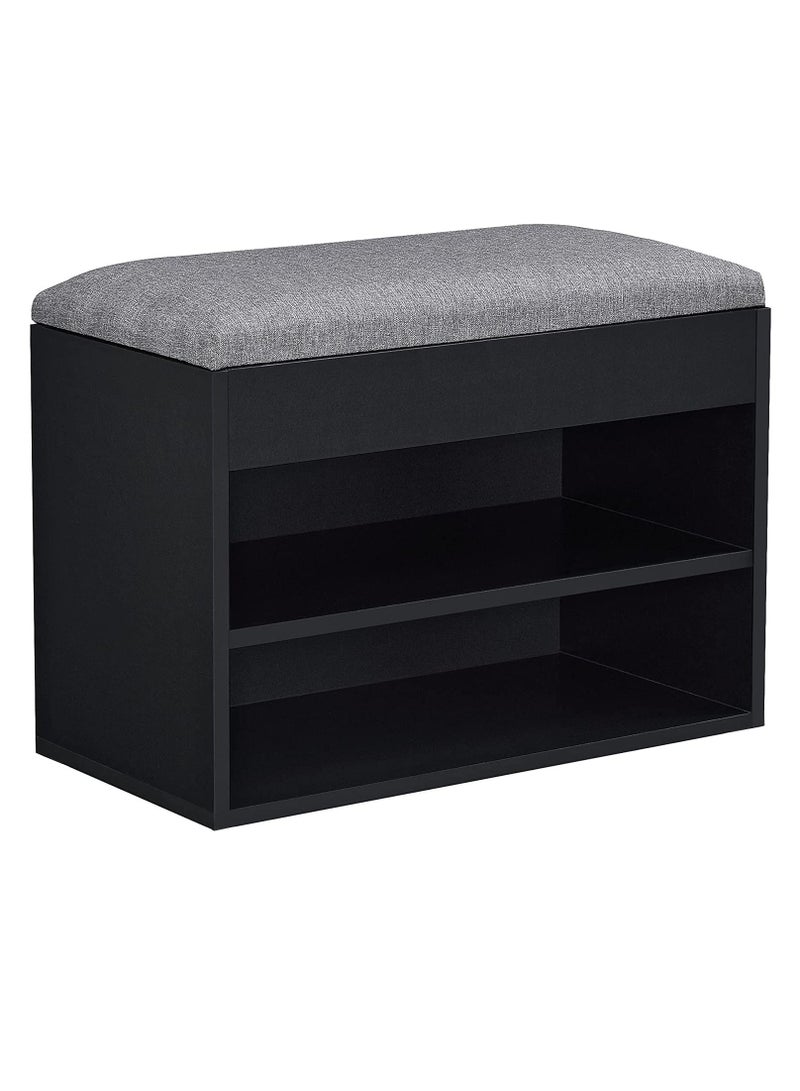 MODERN HOME Entryway Shoe Storage Bench with Cushion | Hallway Organizer & Hidden Lift-Top Storage Black - Image 3