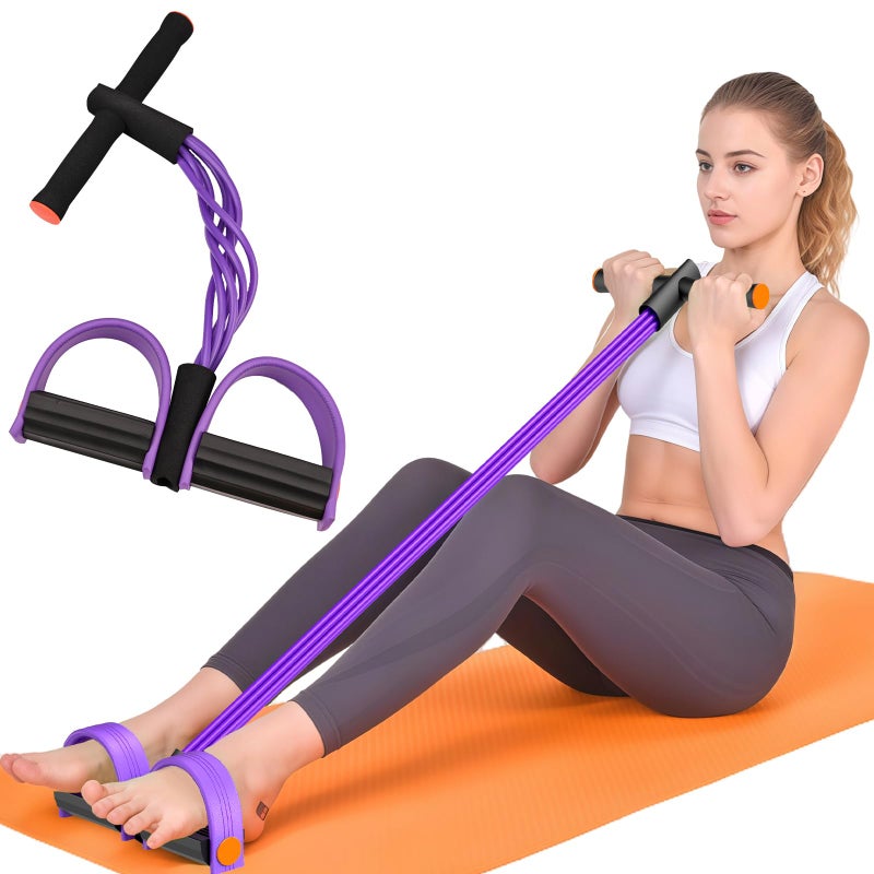 Hacole Resistance Bands with Handle, 6-Tube Elastic Foot Pedal Resistance Band, Natural Rubber Ankle Puller Sit-up Exercise, Multifunction Fitness Band for Abdomen, Waist, Arm, Leg Stretching Training - Image 1