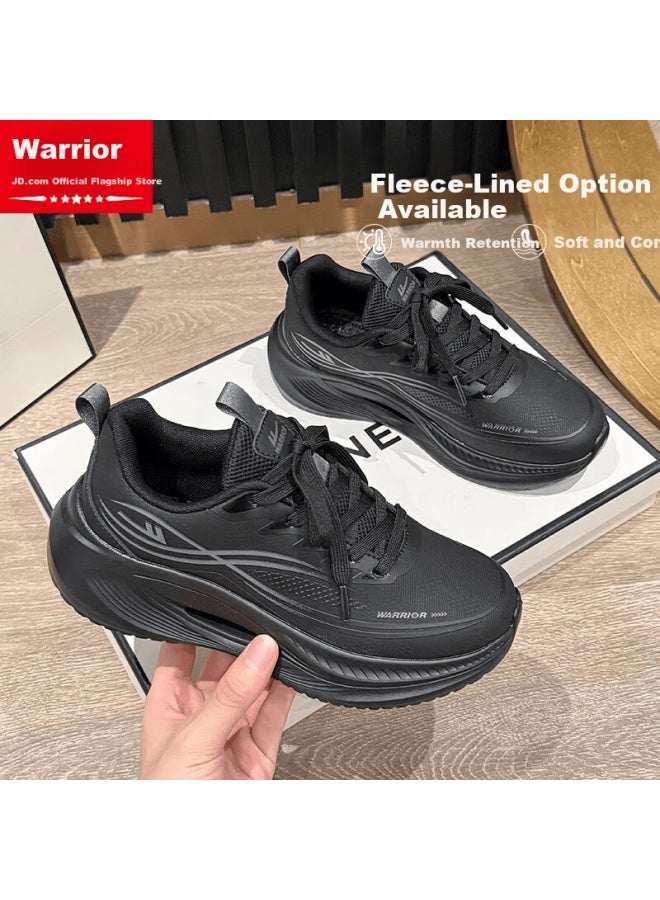 Warrior Women's Thick Sole Height Increasing Sports Shoes Spring New Versatile Shoes Black Gray Size 39