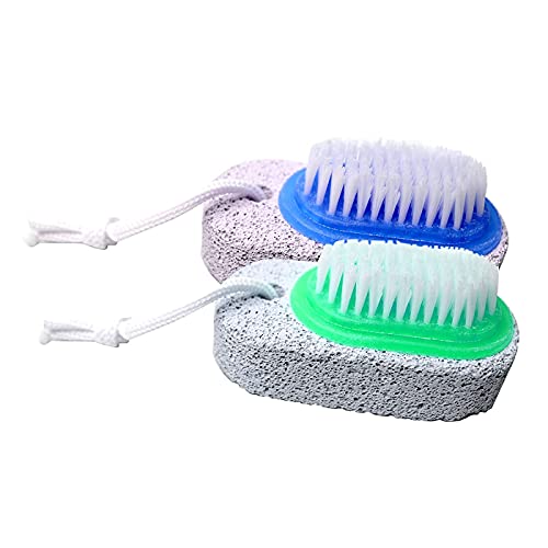 Kunya Set Of 2 Pcs Foot Filer for Pedicure 2 in 1 Foot Scrubber to Remove Dead Skin & Callus with Pumice Stone & Brush for Men & Women - Image 1