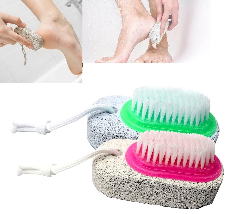 Kunya Set Of 2 Pcs Foot Filer for Pedicure 2 in 1 Foot Scrubber to Remove Dead Skin & Callus with Pumice Stone & Brush for Men & Women - Image 4