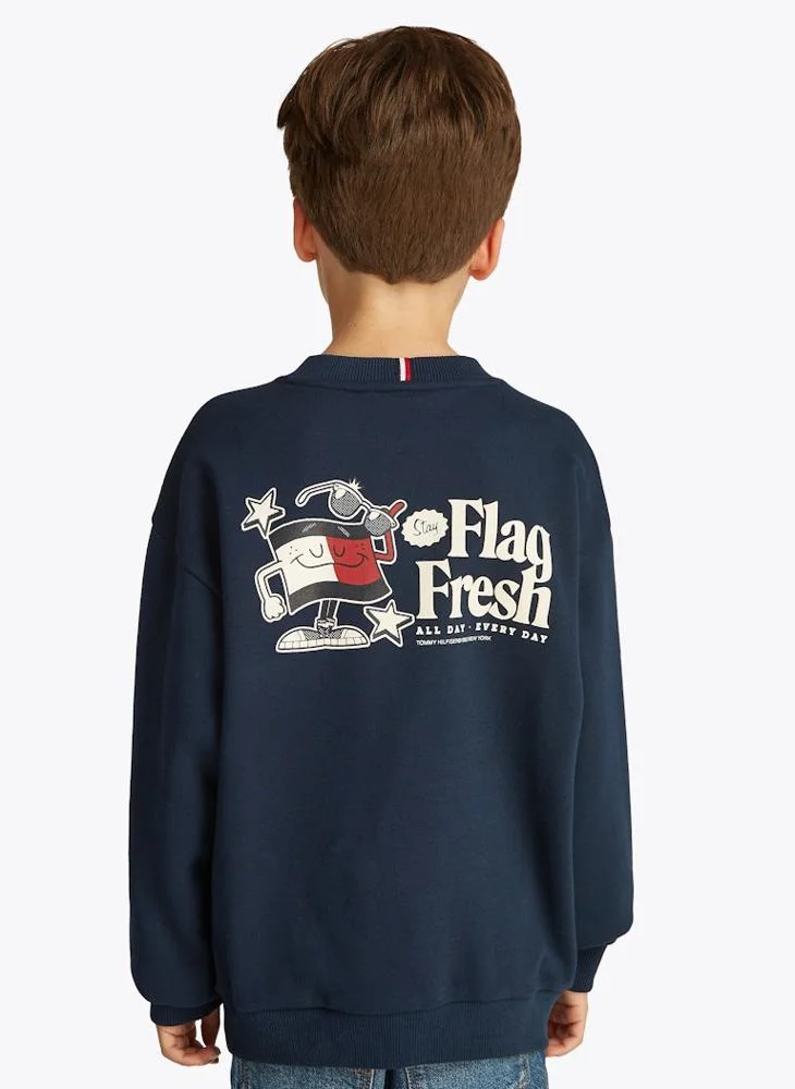 TOMMY HILFIGER Youth Fun Flag Print Sweatshirt