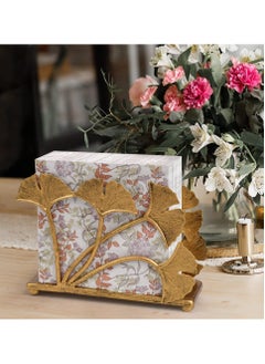 Excefore Napkin Holder, Modern Napkin Holder with Gingo Leaf Design, 40pcs+ for 5” Cocktail Paper Napkins, Kitchen Countertop, Dining Table Decor, Coffee Bar Table, Party Table, Brass Color  - Image 2