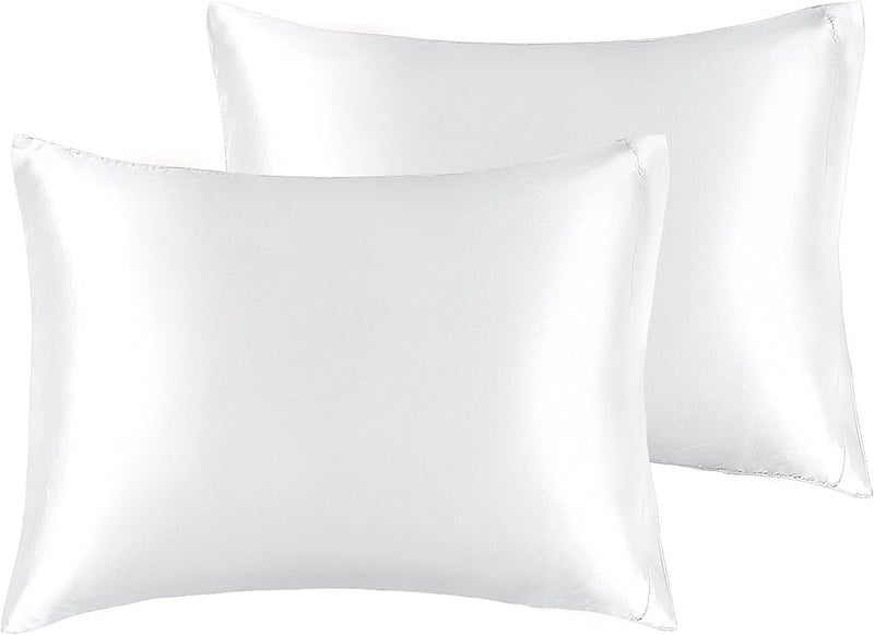BEDELITE Consistent steady quality Satin Pillowcase for Hair and Skin, Super Soft and Cooling Similar to Silk Pillow Cases 2 Pack with Envelope Closure, Gift for Women Men(13"x18" Toddler Size, White) Single & bulk use compatible - Image 1