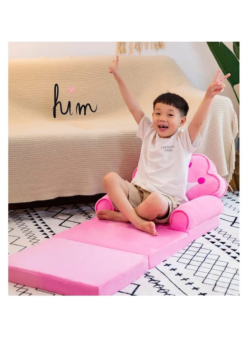 برنس كرسي أطفال قطيفة على شكل تاج للأمراء – لون وردي ناعم ومريح - Image 2