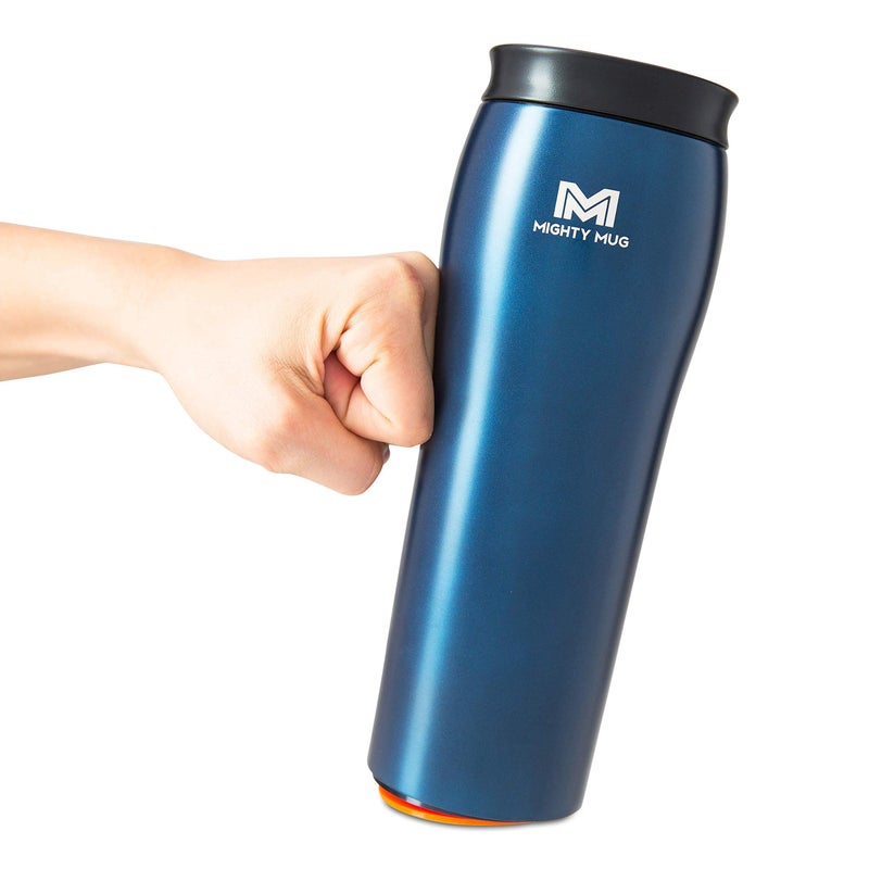 Mighty Mug The Untippable Mug Grips When Hit Lifts for Sips Insulated Stainless Steel Tumbler Cupholder Friendly Gifts for Women Men All Leakproof 6 Hour Hot 24 Cold 16oz Oceanic