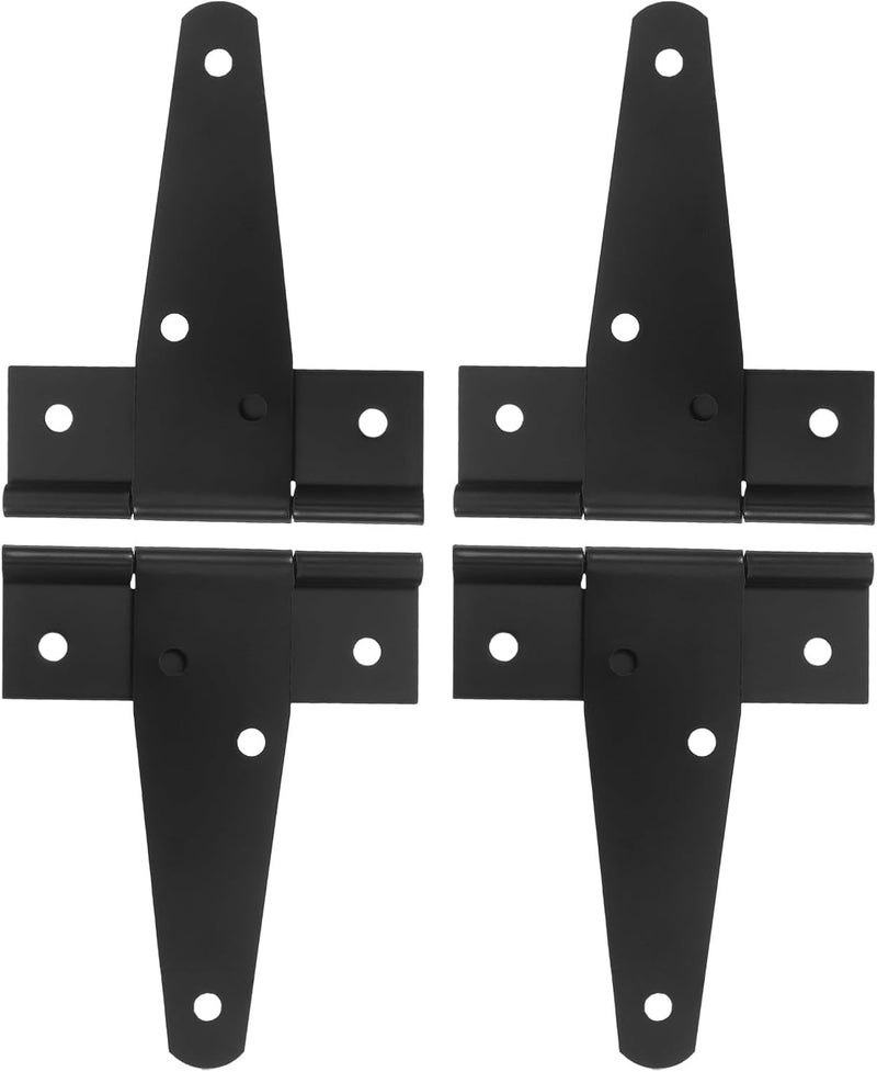 Ciieeo 4pcs Heavy Duty T Strap Gate Hinges Matte Black Fence Hardware for Outdoor Yard and Garden Doors, Small Farm Gate Hinge Replacement Arrow Decor - Image 1