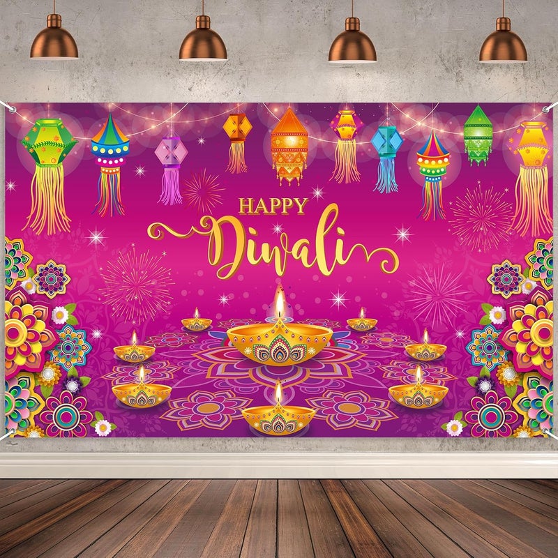 ARS Happy Diwali Backdrop for Home Diwali Banner Backdrop Festival of Lights Banner Deepavali Decorations Diwali Photo Booth Props Diwali Decorations - Image 1