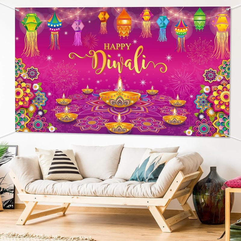 ARS Happy Diwali Backdrop for Home Diwali Banner Backdrop Festival of Lights Banner Deepavali Decorations Diwali Photo Booth Props Diwali Decorations - Image 4