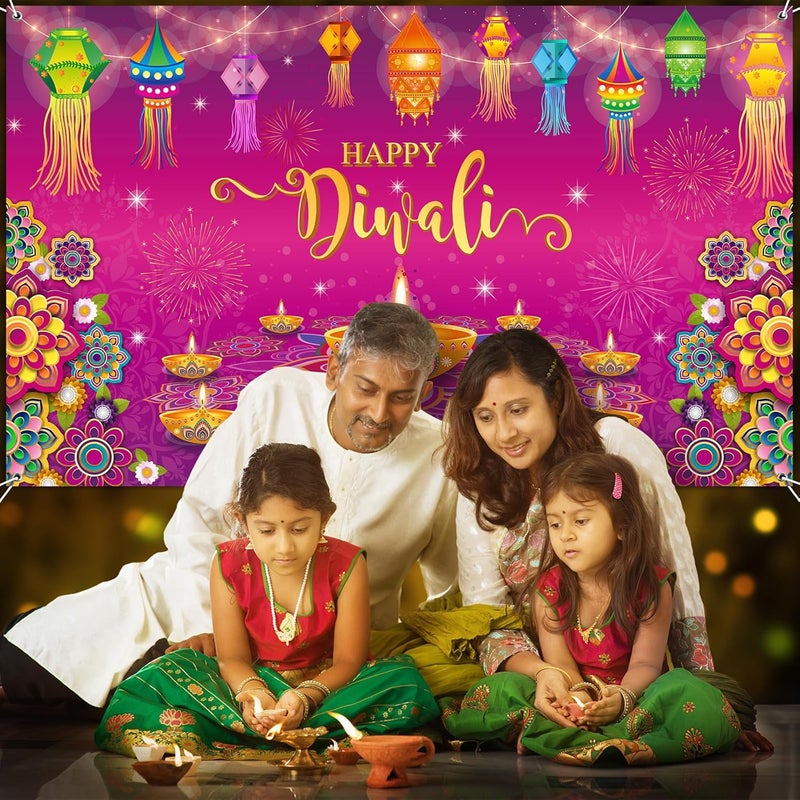 ARS Happy Diwali Backdrop for Home Diwali Banner Backdrop Festival of Lights Banner Deepavali Decorations Diwali Photo Booth Props Diwali Decorations - Image 3