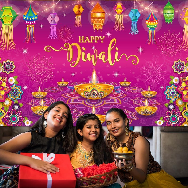 ARS Happy Diwali Backdrop for Home Diwali Banner Backdrop Festival of Lights Banner Deepavali Decorations Diwali Photo Booth Props Diwali Decorations - Image 5