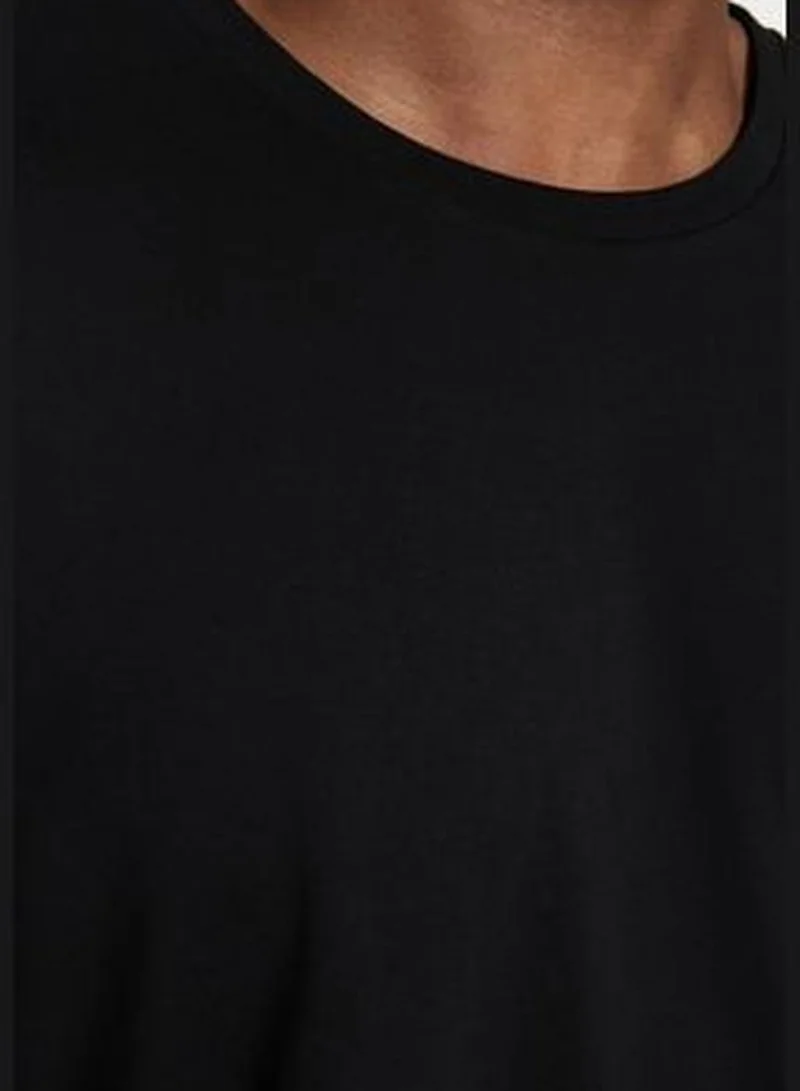 trendyol Black Men's Plus Size Regular/Regular Cut. Comfortable 100% Cotton Basic T-shirt.
