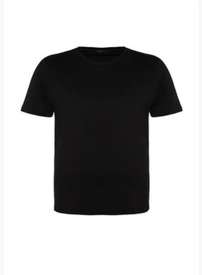 trendyol Black Men's Plus Size Regular/Regular Cut. Comfortable 100% Cotton Basic T-shirt.