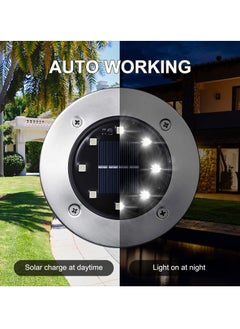 Y&D 2 Pcs Solar Ground Lights LED Disk Lights Waterproof Garden In-ground Outdoor Landscape Lighting for Lawn Yard Deck Patio Walkway (White)  - Image 5