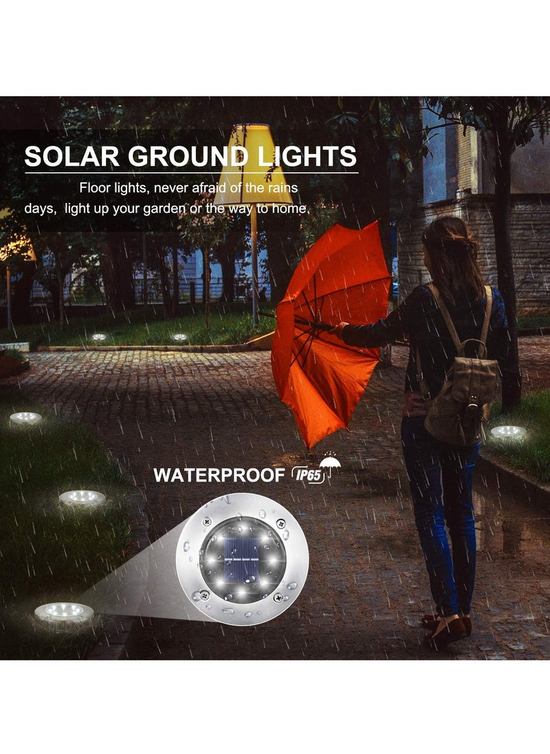 واي آند دي SYOSI 2 Pcs Solar Ground Lights, LED Disk Lights Waterproof Garden In-ground Outdoor Landscape Lighting for Lawn Yard Deck Patio Walkway (White)  - Image 3