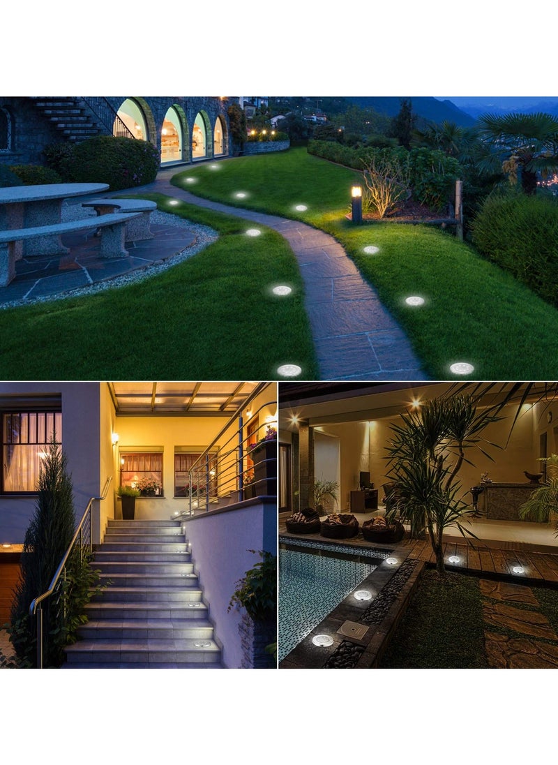 واي آند دي SYOSI 2 Pcs Solar Ground Lights, LED Disk Lights Waterproof Garden In-ground Outdoor Landscape Lighting for Lawn Yard Deck Patio Walkway (White)  - Image 2