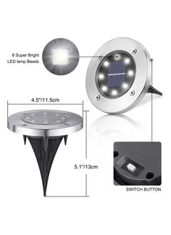 Y&D 2 Pcs Solar Ground Lights LED Disk Lights Waterproof Garden In-ground Outdoor Landscape Lighting for Lawn Yard Deck Patio Walkway (White)  - Image 4